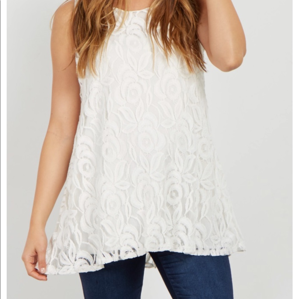 White Lace Maternity Tank